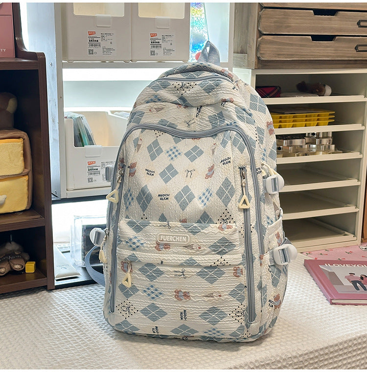 Blumenmuster Multi-Compartments Schulrucksack