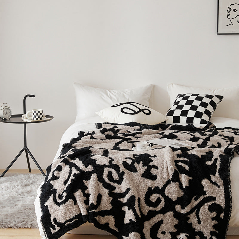 Plüsch Wendbare Sherpa Fleece Throw-Decke mit Übergröße Damaskus-Muster