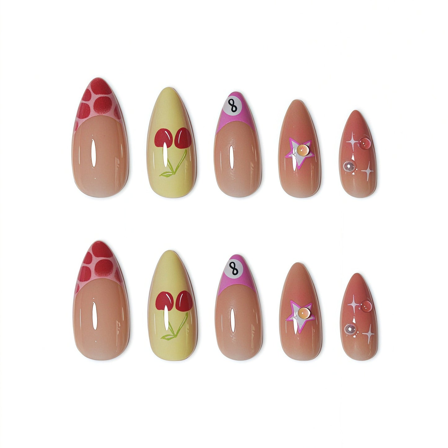 Künstlerisch von Früchten inspiriertes Press-On Nagelkunst Brehn