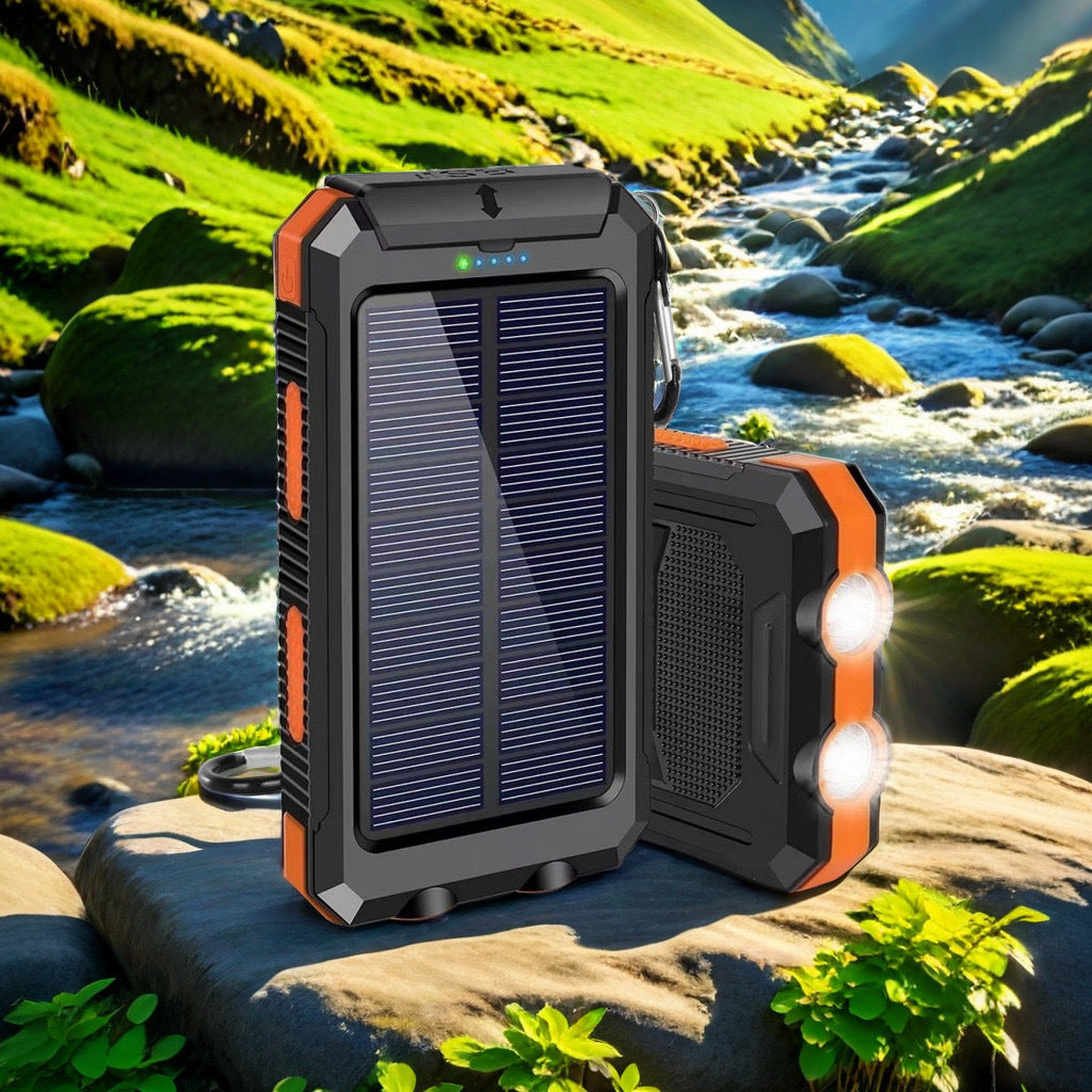 Solarbetriebene Powerbank mit robustem Design und integrierter Schnellladefunktion Brehn