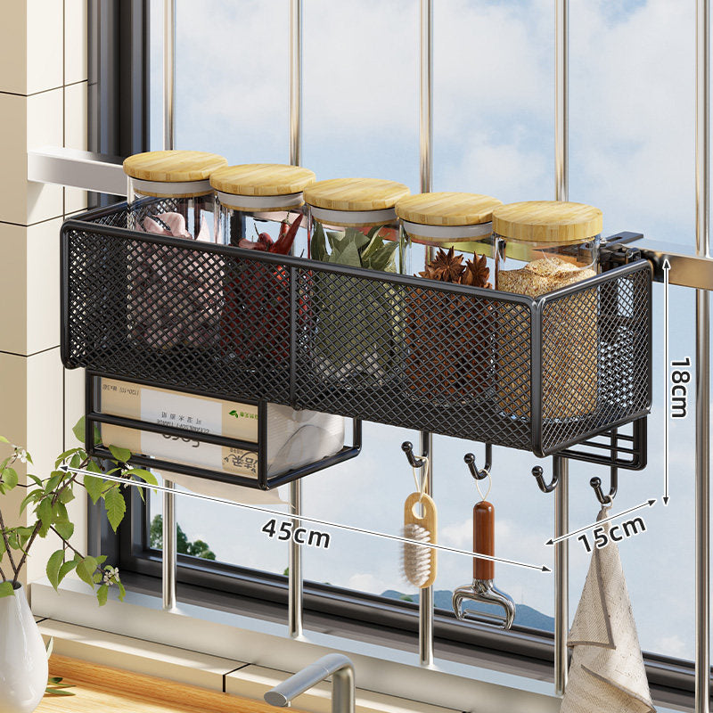 Fenster-Montierter Netz-Gewürzregal und Bar Hängeleiste Organizer