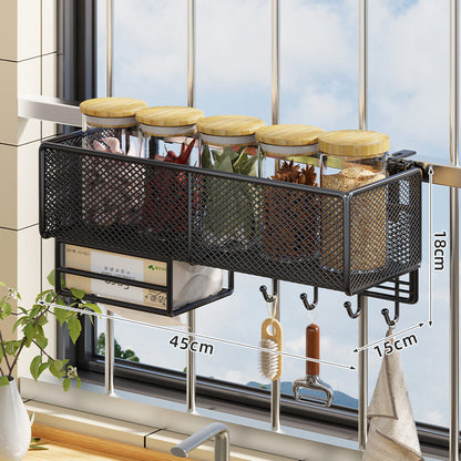 Fenster-Montierter Netz-Gewürzregal und Bar Hängeleiste Organizer