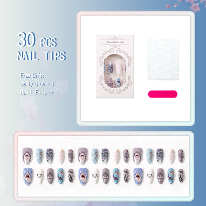 Marine Life-Themed Press-On Nail Art Set