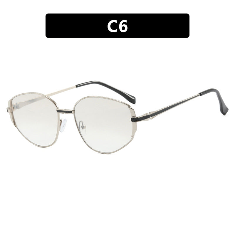 Damen moderne geometrische Sonnenbrille mit stilvollem Metallrahmen Brehn