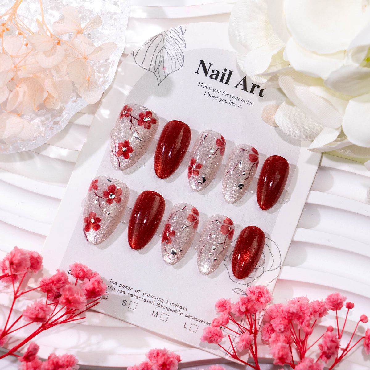 Dekoratives Floral Press-On Nagelset