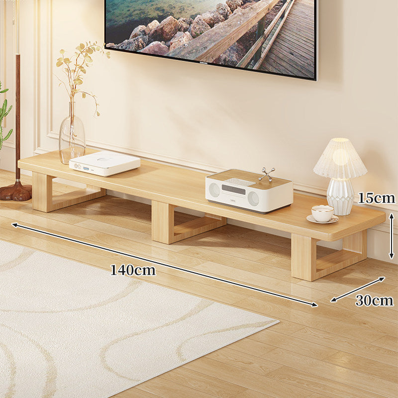 Niedrige massive Holz-TV-Medienkonsole Bank mit offenen rechteckigen Beinen