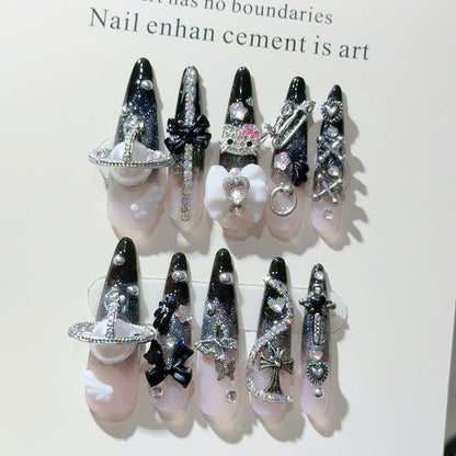 Gothic-inspirierte dekorative Press-On-Nagel-Set