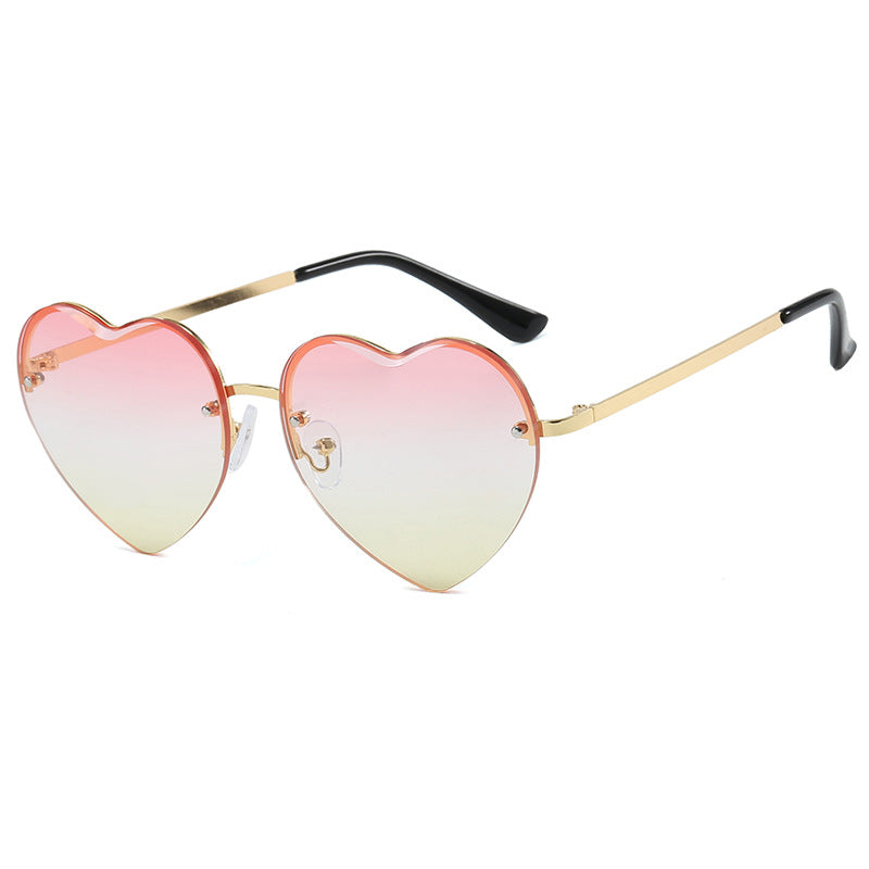 Damen Herzförmige Sonnenbrille mit verspiegelten Gläsern und modischem Metallrahmen Brehn