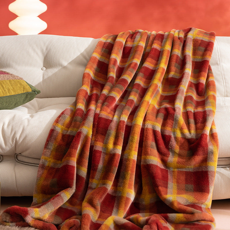 Kuschelige Mikrofaser-Wohndecke mit kariertem Muster, extraweichem Thermofleece und leichtem Wärmeeffekt Brehn