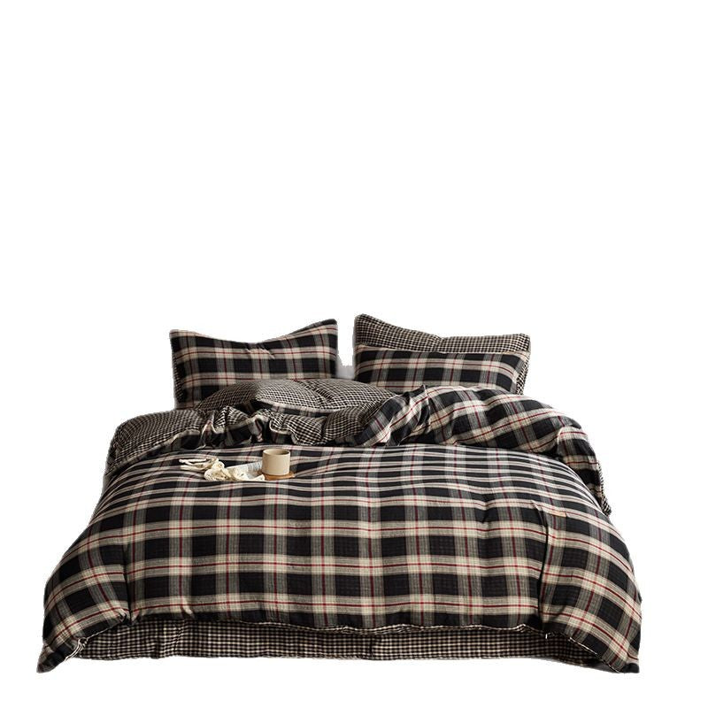 Wendedekbedovertrekset aus Baumwolle mit Plaid-Muster