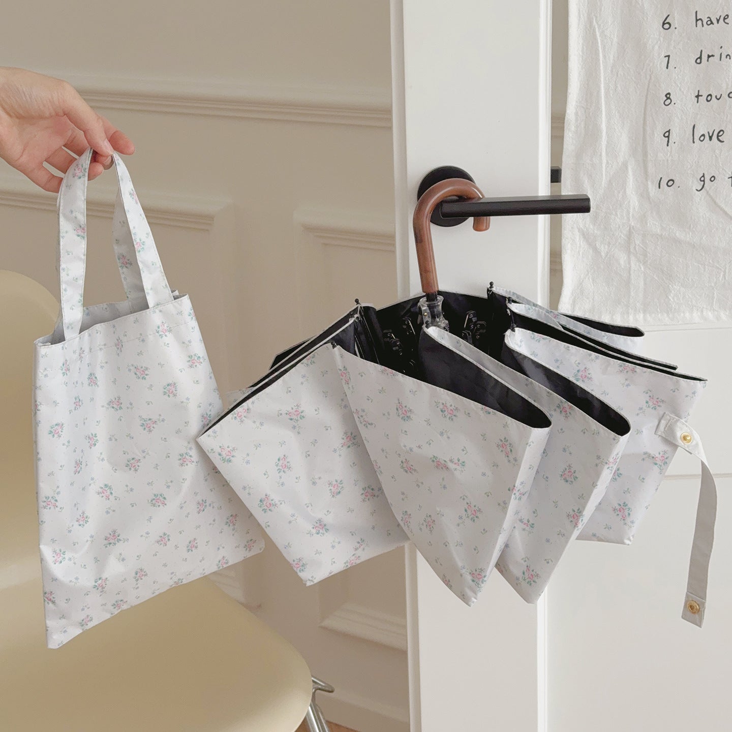 Damen Faltbarer Regenschirm mit Blumenmuster Brehn