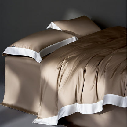 Luxuriös Satin Bettbezug Set mit kontrastierendem Saum und seidenähnlichem Finish