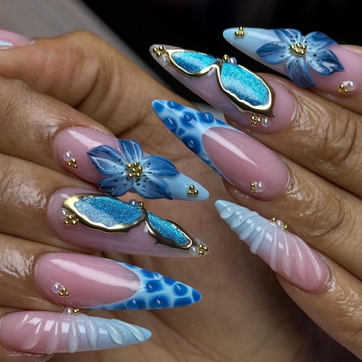 Ozean-inspirierter artikulierter Nagelset Brehn