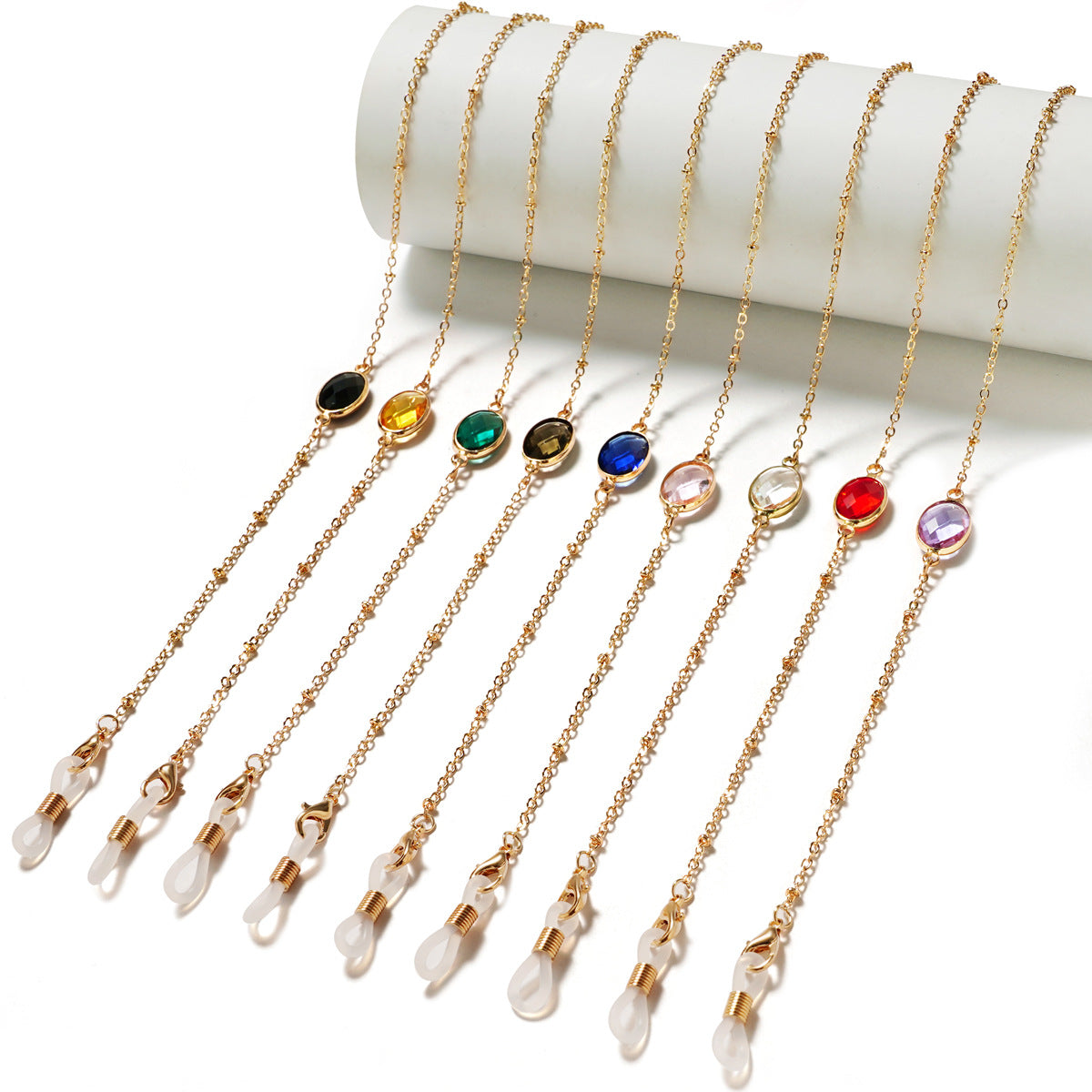Eleganter mit Edelsteinen verzierter Brillenhalter Brehn