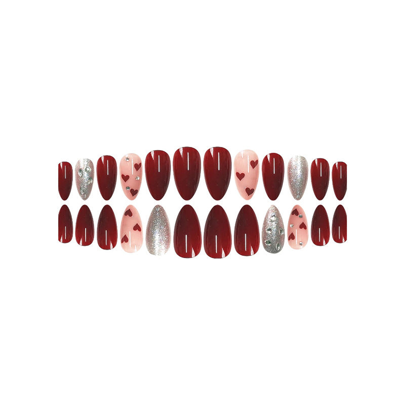 Romantisches Herz-Themen Press-On Nagel Set Brehn