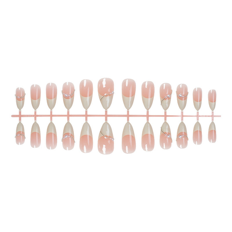 Elegante Ombre Press-On Fingernägel Set mit Perlenakzenten Brehn