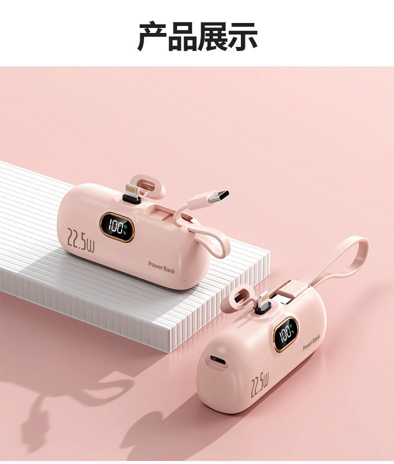 Tragbare Powerbank mit innovativer 22,5W Schnellladefunktion und integriertem Kabelsystem Brehn