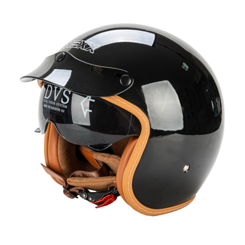 Retro Halbschalen-Motorradhelm mit Visier Brehn