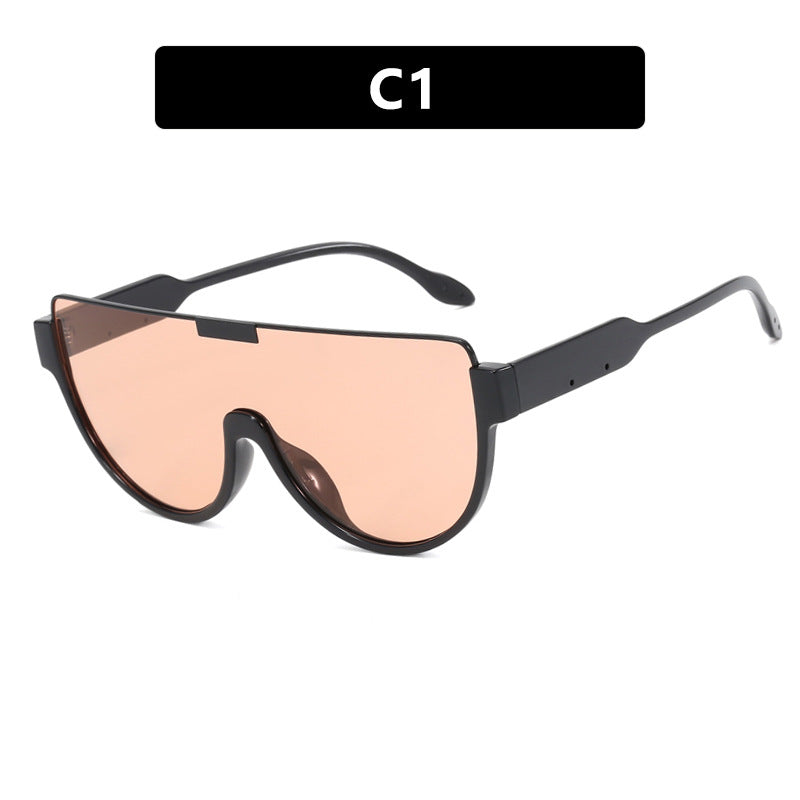 Damen futuristische Oversized-Sonnenbrille mit klarem Full-Rim-Rahmen Brehn