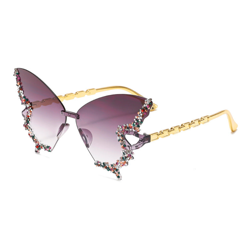 Damen extravagante Sonnenbrille mit Kristallverzierungen Brehn