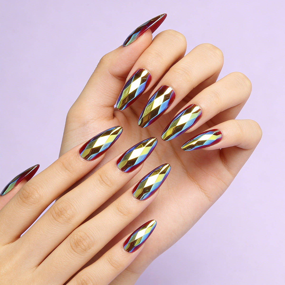 Diamantförmiges Press-On Nagelset Brehn