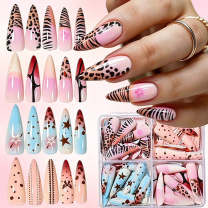 Künstlerisches Langes Stiletto Press-On Nagelset Brehn