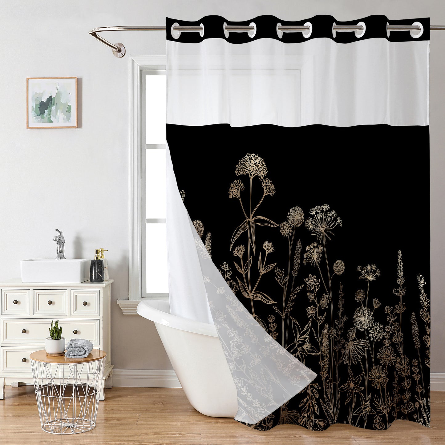 Elegante Blumendruck Duschvorhang Brehn