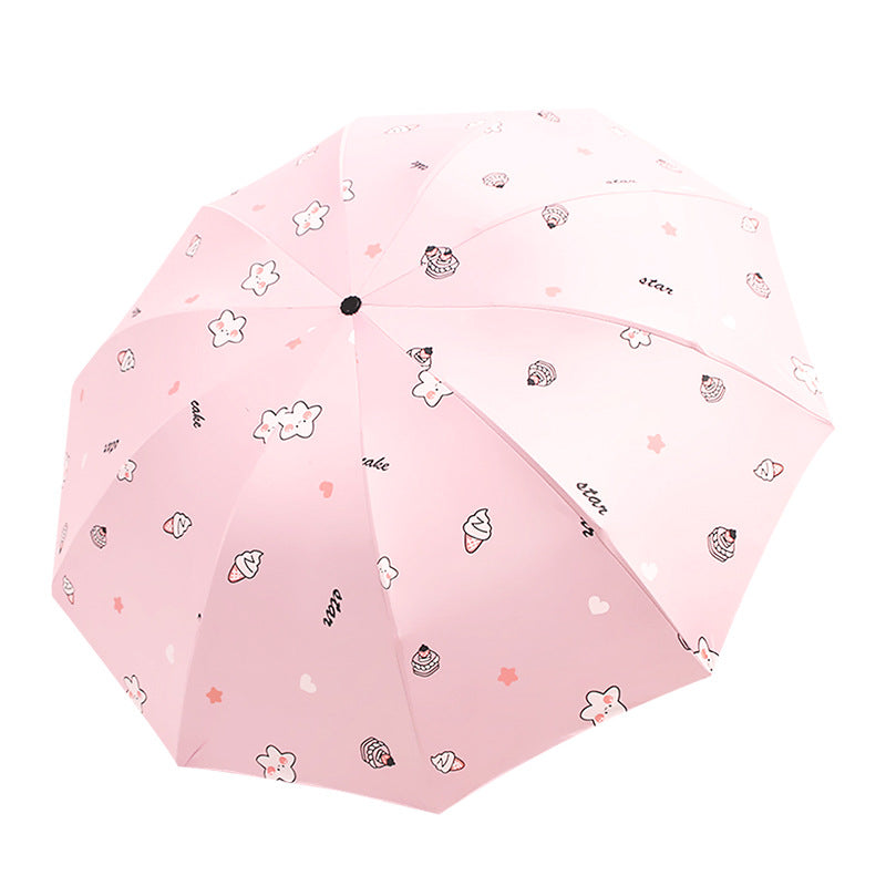 Damen Faltbarer Regenschirm mit verspieltem Dessertmotiv Brehn