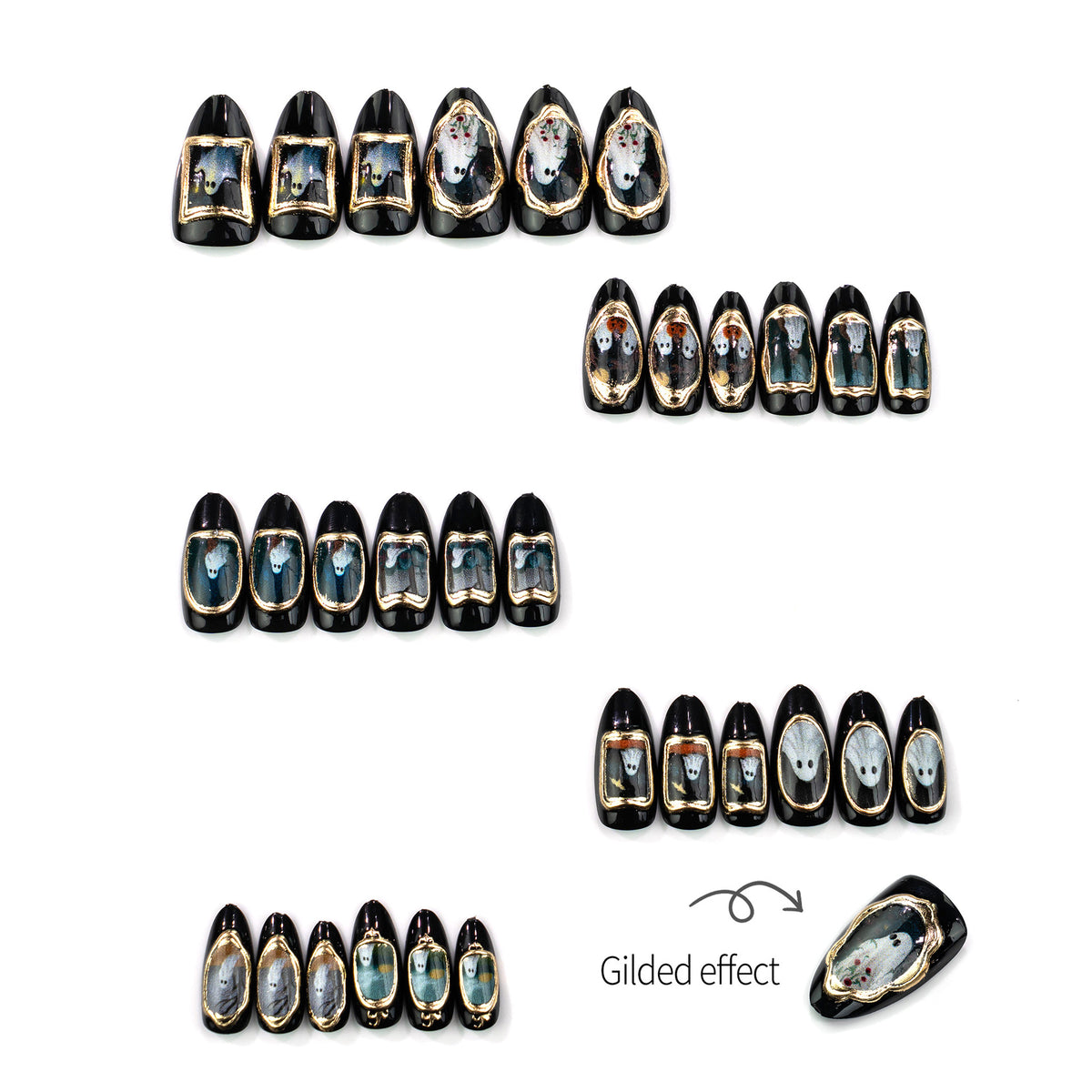 Spooky Halloween-Themen Press-On Nagelkunst Set
