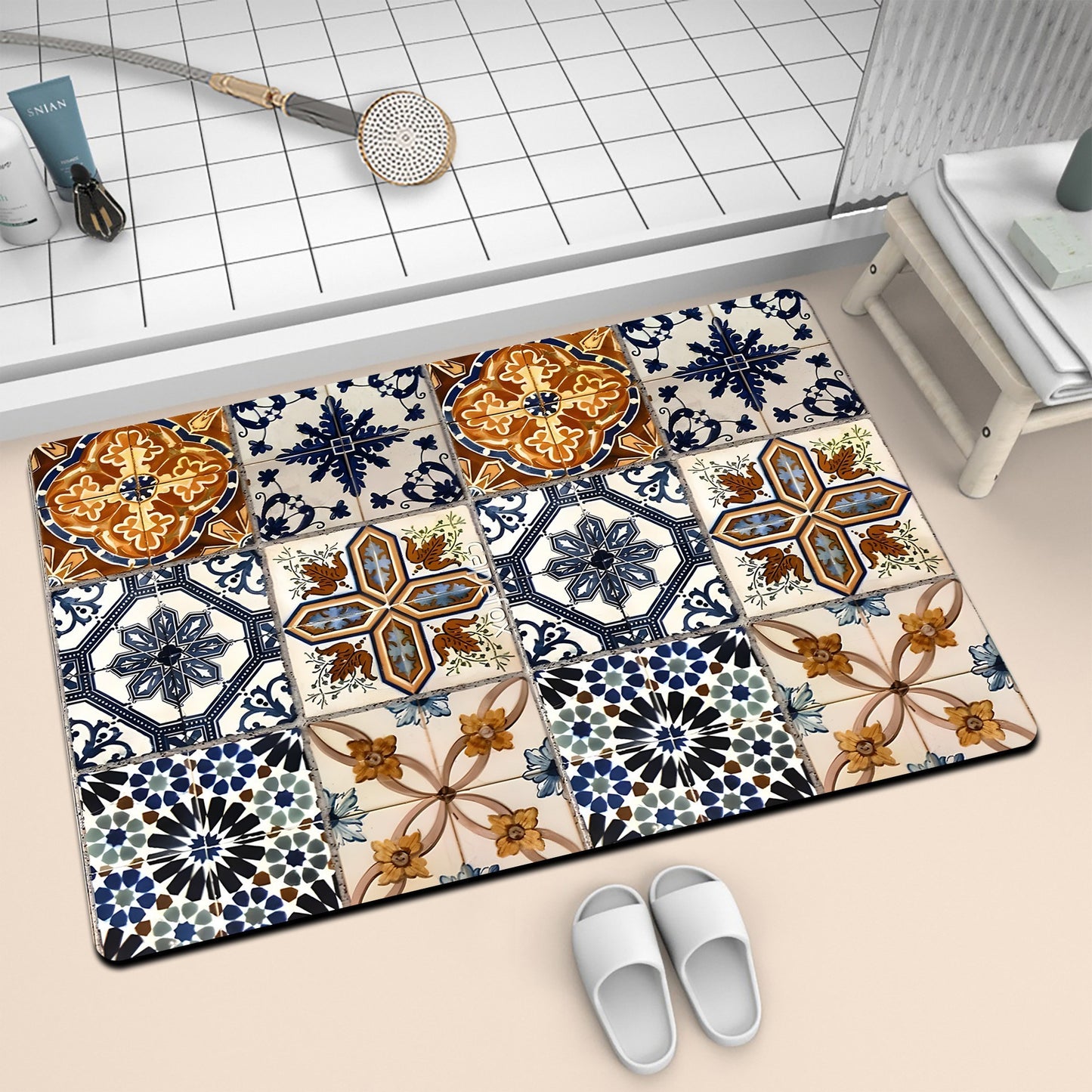 Bunte geometrische Muster Badmatte Brehn