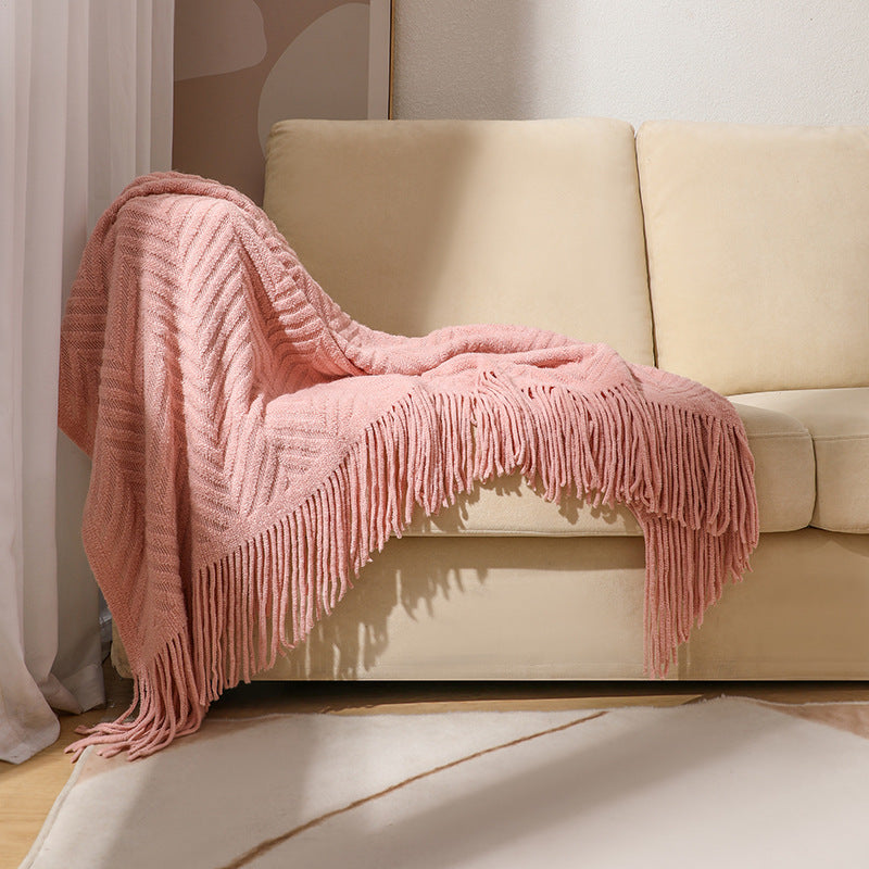 Gemütliche Strickfransen-Decke Brehn