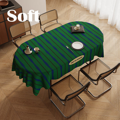 Wavy-Stripe Rectangular Tablecloth with Soft-Touch Polyester, Anti-Wrinkle & Stain-Resistant Finish