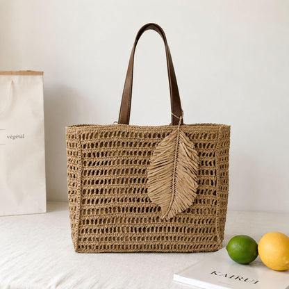 Makramee Strandtasche mit Lederakzenten Brehn