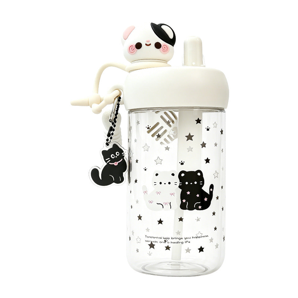 Damen Trinkflasche mit Tiermotiven und integriertem Strohhalm Brehn