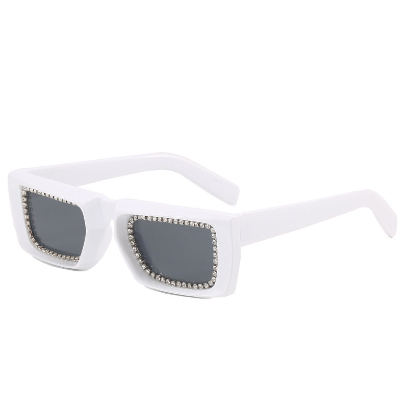 Damen extravagante quadratische Sonnenbrille mit glitzerndem Rahmen Brehn