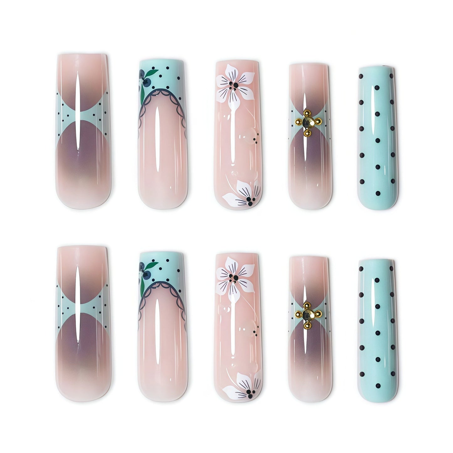 Elegante florale Acryl-Nagelkunstverlängerungen Brehn