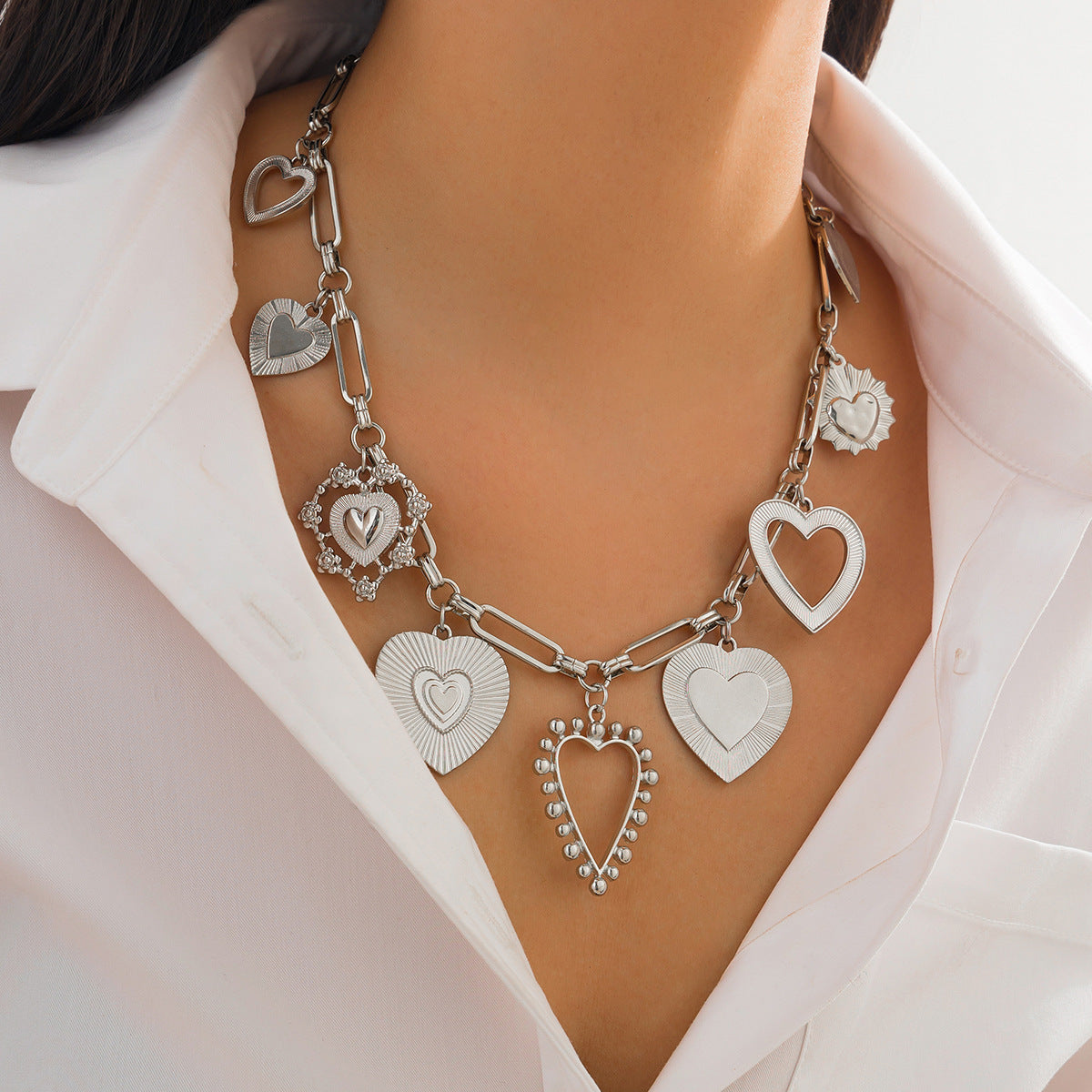 Brehn | Chunky Herz Charm Halskette
