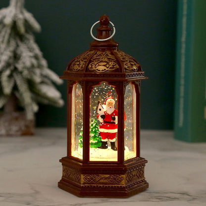 Nostalgische Weihnachtslaterne mit beweglichem Weihnachtsmann Brehn
