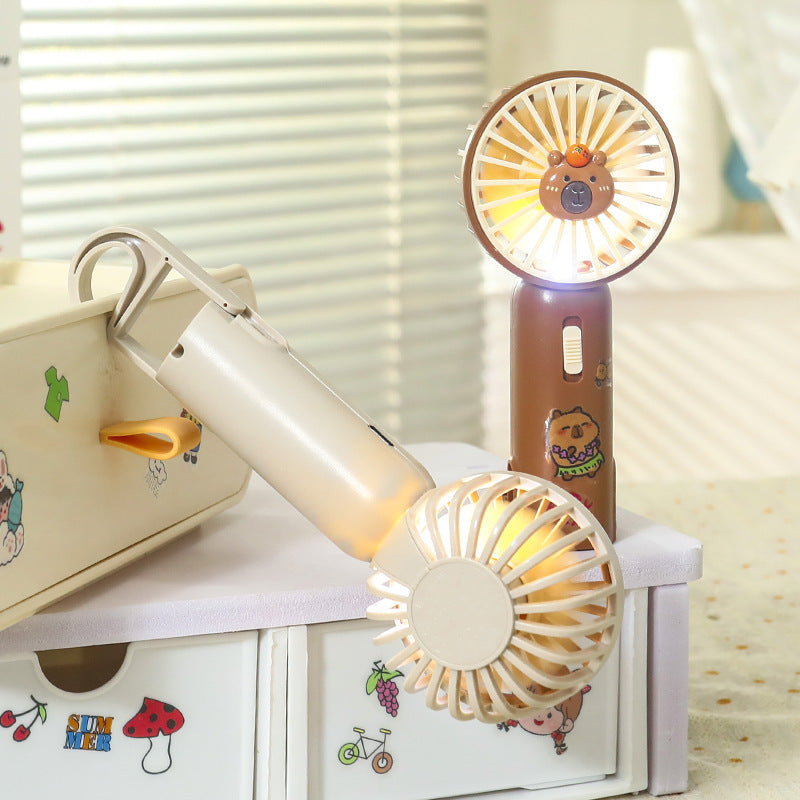 Damen Tragbarer Handventilator mit niedlichem Bärenmotiv und LED-Beleuchtung Brehn
