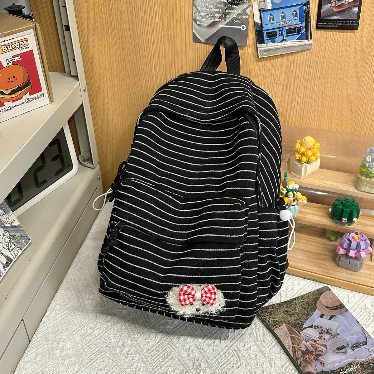 Gestreifter Gemütlicher Stoff Rucksack Brehn