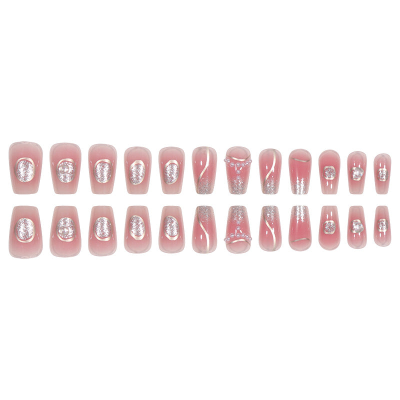 Elegante Stiletto Press-On Nail Set mit Edelstein- und Glitzerakzenten Brehn
