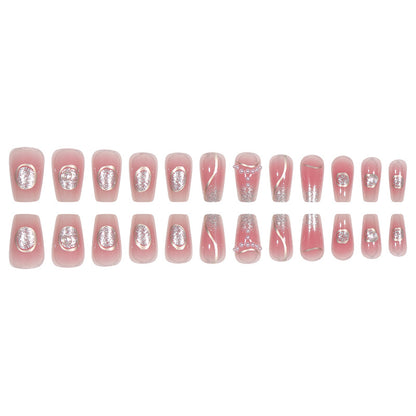 Elegante Stiletto Press-On Nail Set mit Edelstein- und Glitzerakzenten Brehn