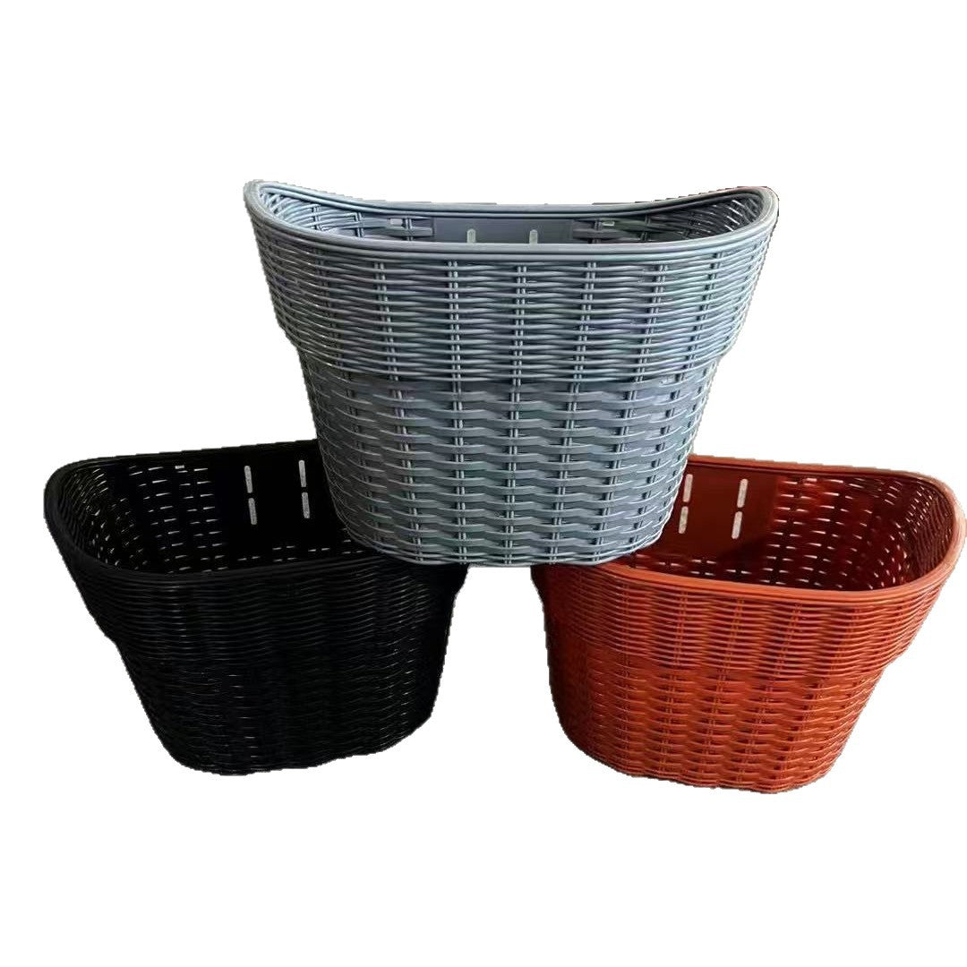 gewebter Rattan-Stil PVC Fahrrad-Frontkorb mit Schnellverschluss-Montage Brehn