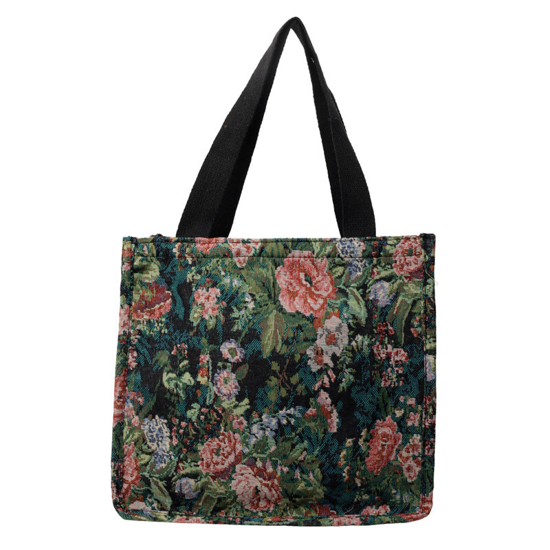 Florale gestickte Wandteppich Tragetasche