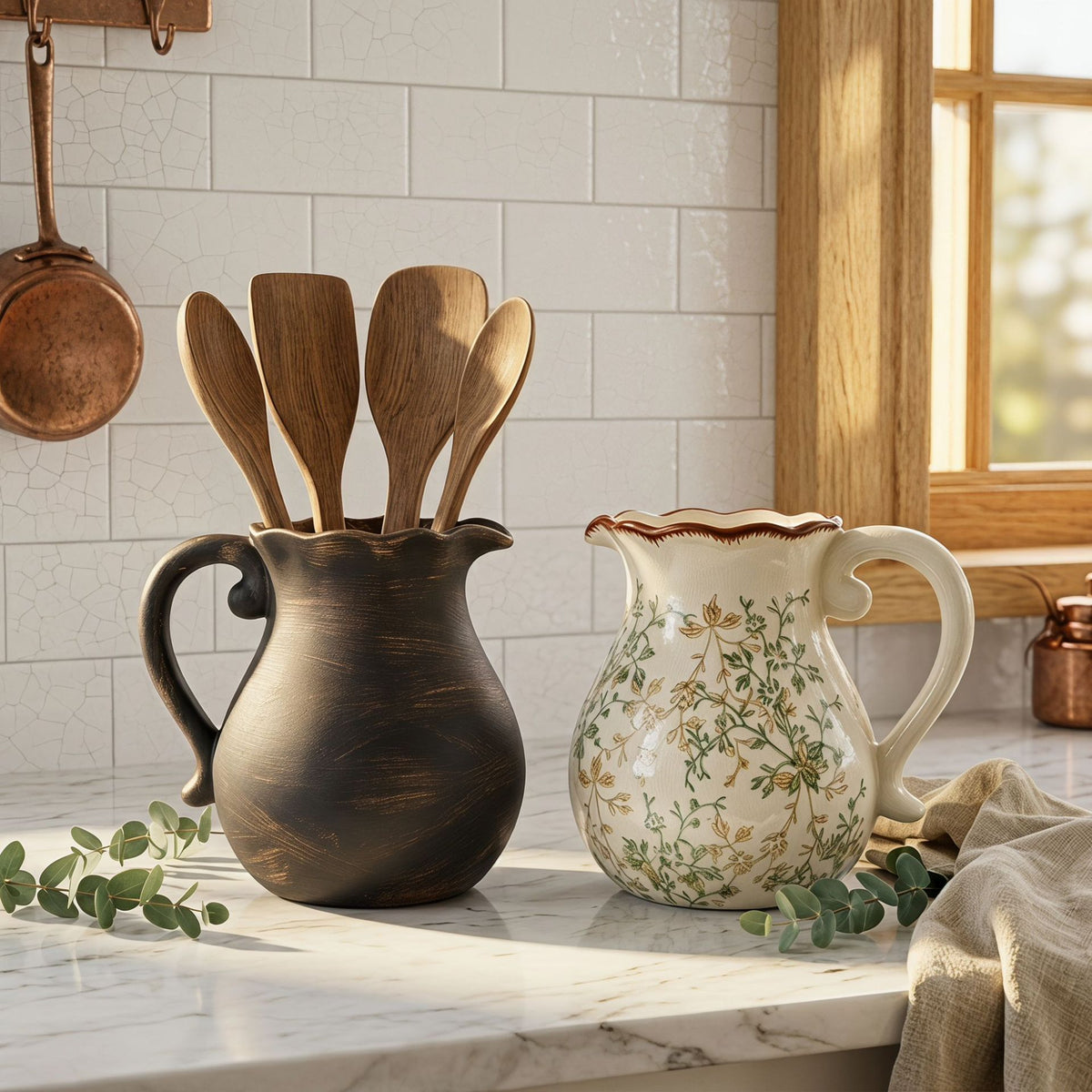 Eleganter Keramikkrug mit floralen Mustern Brehn