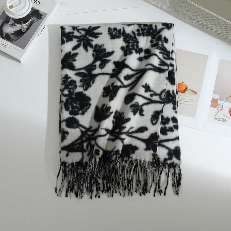 Damen Floral gemusterter Schal Brehn