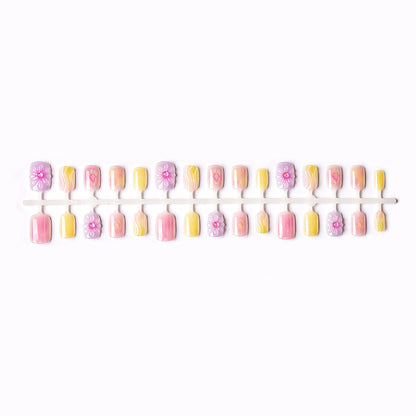 Künstlerisches Floral Press-On Nails Set Brehn