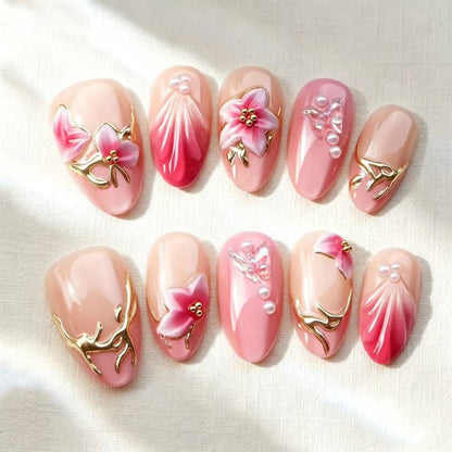 Künstlerische Blumen Press-On Nagelkollektion