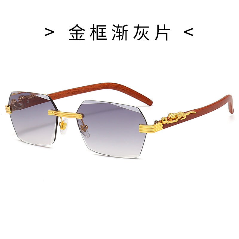 Damen Designer-Sonnenbrille mit kunstvollem Holzrahmen und eleganten Glaselementen Brehn