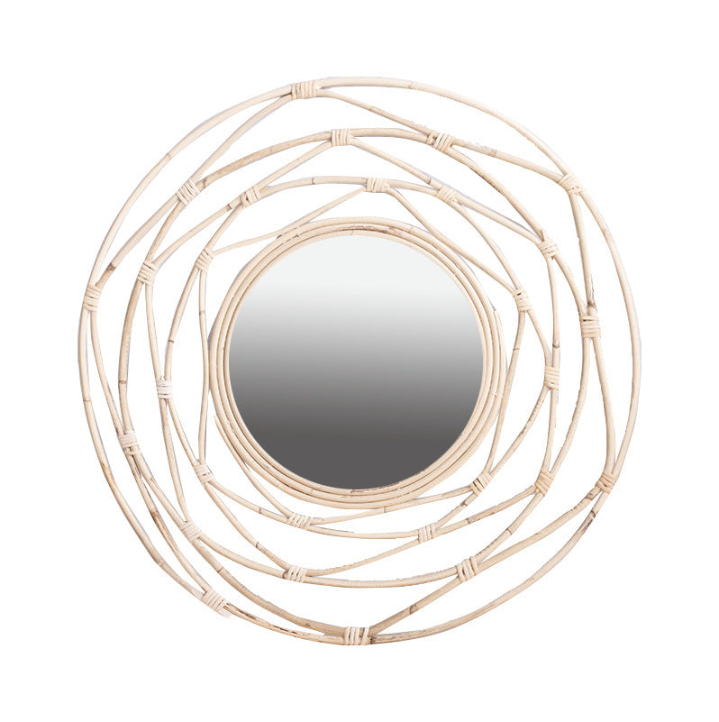 Runde Wandspiegel mit Rattan-Design Brehn